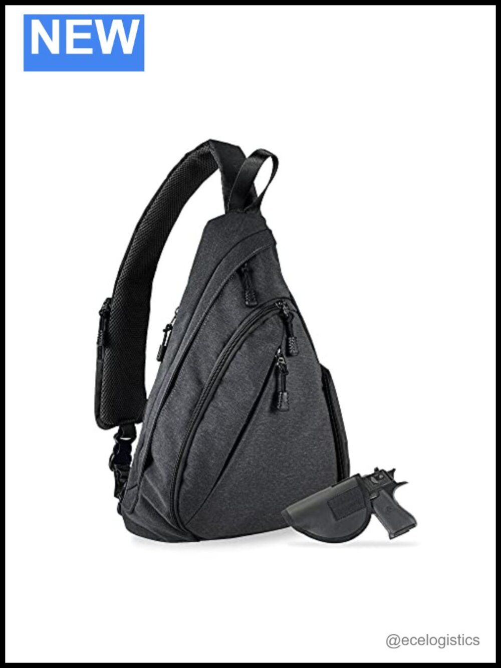 Concealed Carry Crossbody Sling Backpack Water Resistant Nylon Chest Bag